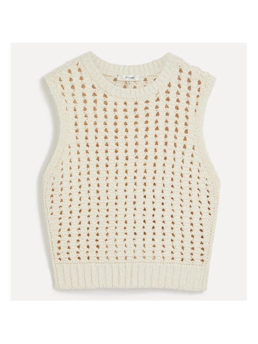 FRAME Tape Yarn Sleeveless Sweater Vest Tank Off White/Cream - Picture 4 of 8